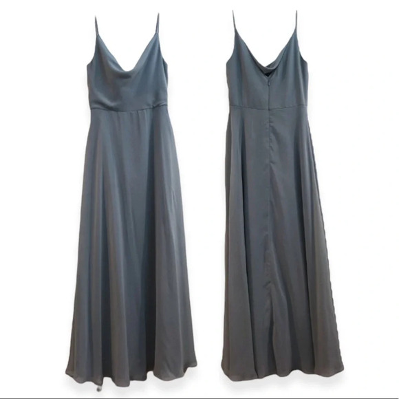Jenny Yoo Colby Light Blue Scoop Neck Classic Strappy Bridesmaids Maxi Dress 2 - Picture 1 of 11